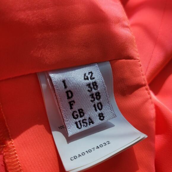 Cedric Charlier Women Long Maxi Skirt Size 8 Neon Orange Zip Flowy Luxe NEW - Picture 8 of 9